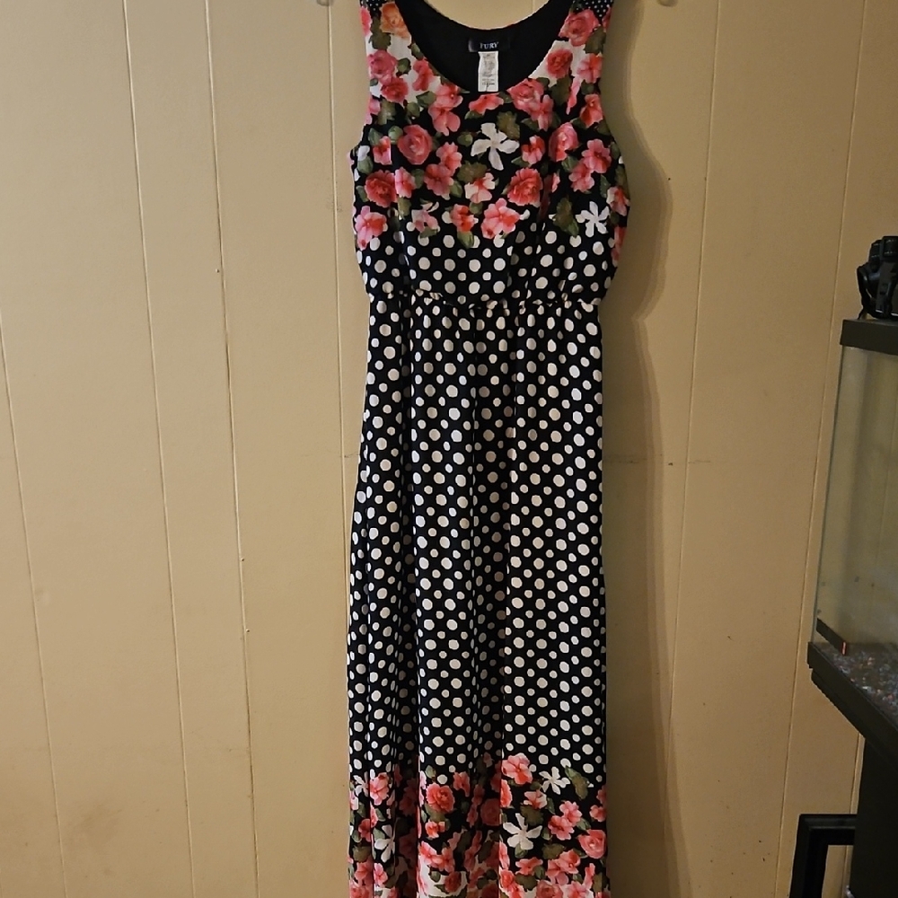 Floral and Polka Dot Women's Maxi Dress